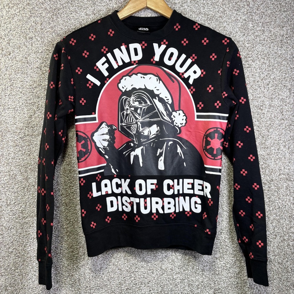 Star Wars Sweatshirt Mens Small Black Darth Vader Christmas Fleece Pullover